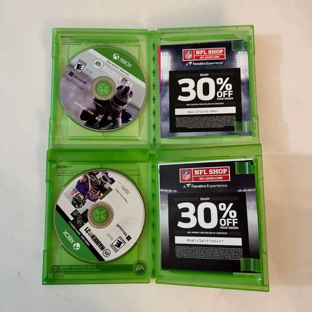 XBOX Series X Xbox 1 Madden24 and Madden21 Football Video Game Sport Gamer
